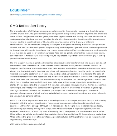 GMO Reflection Essay
