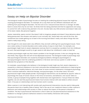 Essay on Help on Bipolar Disorder