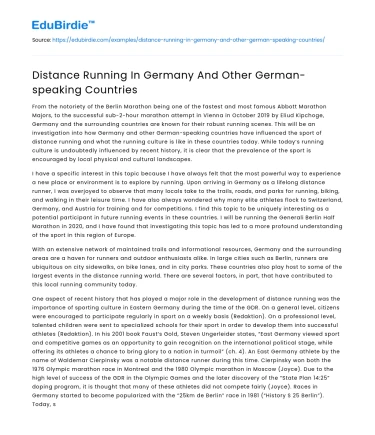Distance Running In Germany And Other German-speaking Countries