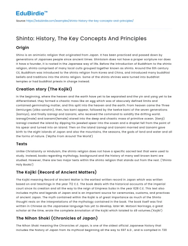 Shinto: History, The Key Concepts And Principles