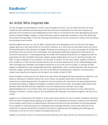 An Artist Who Inspires Me