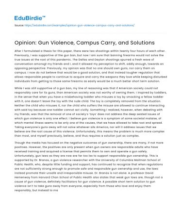 Opinion: Gun Violence, Campus Carry, and Solutions