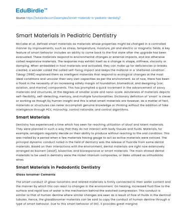 Smart Materials in Pediatric Dentistry