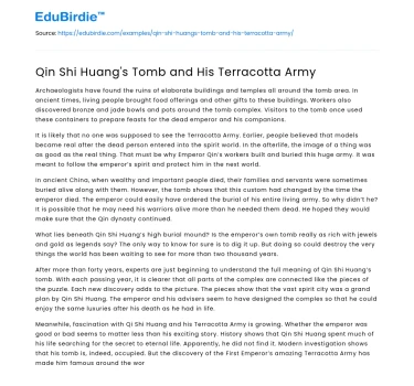Qin Shi Huang’s Tomb and His Terracotta Army