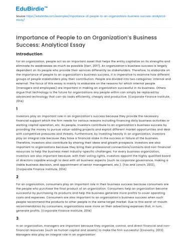 People’s role in organization success