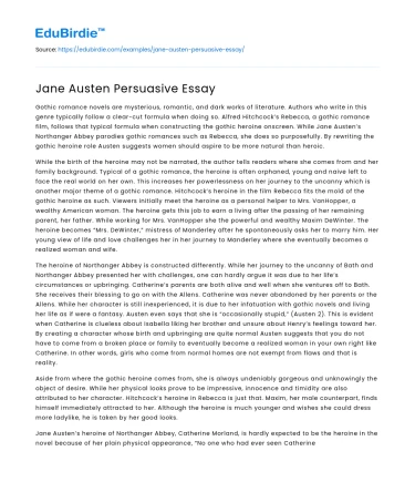 Jane Austen Persuasive Essay