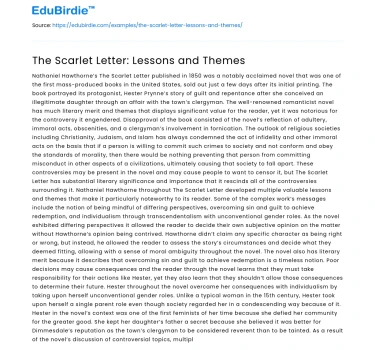 The Scarlet Letter: Lessons and Themes
