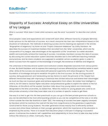 Unequal Success: Unraveling the Ivy League Paradox