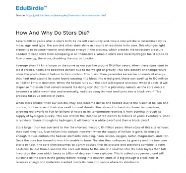 How And Why Do Stars Die?