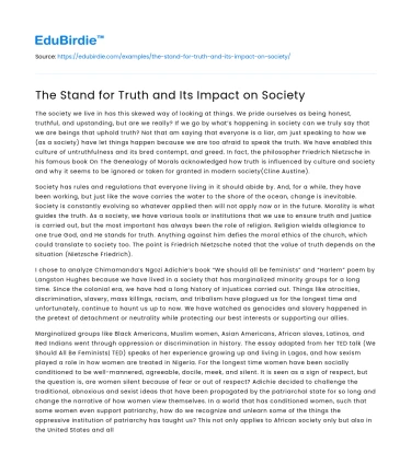The Stand for Truth and Its Impact on Society