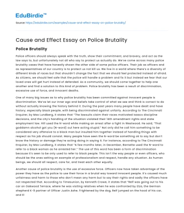 Cause and Effect Essay on Police Brutality
