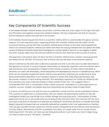 Key Components Of Scientific Success