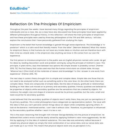 Reflection On The Principles Of Empiricism