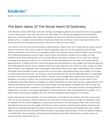 The Main Ideas Of The Novel Heart Of Darkness