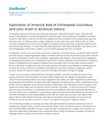 Impact of Columbus and Smith on American History