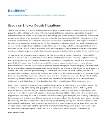 Essay on Life-or Death Situations