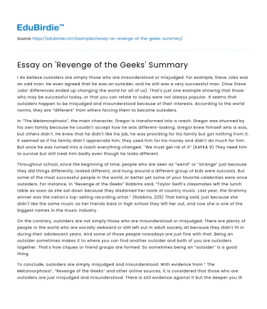 Essay on ‘Revenge of the Geeks’ Summary