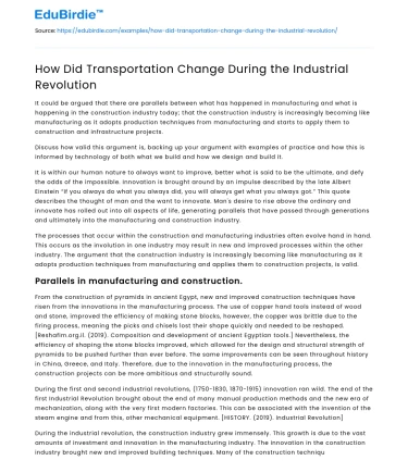 How Did Transportation Change During the Industrial Revolution