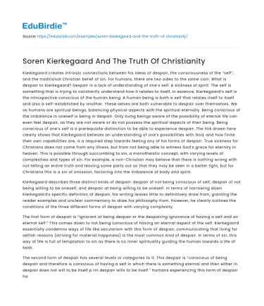 Soren Kierkegaard And The Truth Of Christianity