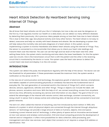 Heart Attack Detection By Heartbeat Sensing Using Internet Of Things