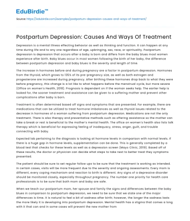 Postpartum Depression: Causes And Ways Of Treatment