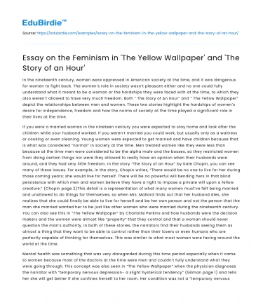The Feminism in ‘The Yellow Wallpaper’ and ‘The Story of an Hour’