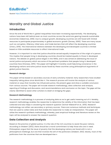 Morality and Global Justice