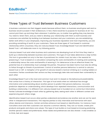 Three Types of Trust Between Business Customers