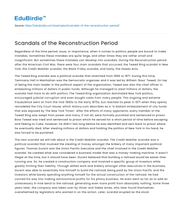 Scandals of the Reconstruction Period