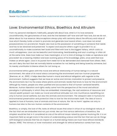 The Interplay of Love, Ethics, and Altruism