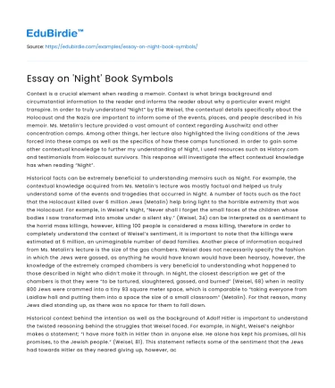 Essay on ‘Night’ Book Symbols