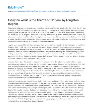 Essay on What Is the Theme of ‘Harlem’ by Langston Hughes