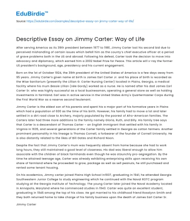 Jimmy Carter: A Life of Service and Integrity