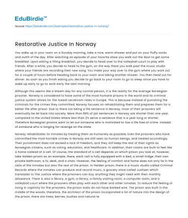 Restorative Justice In Norway