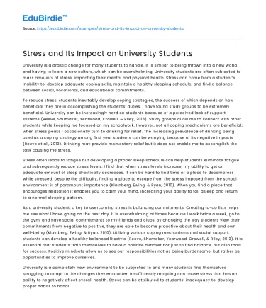Stress and Its Impact on University Students