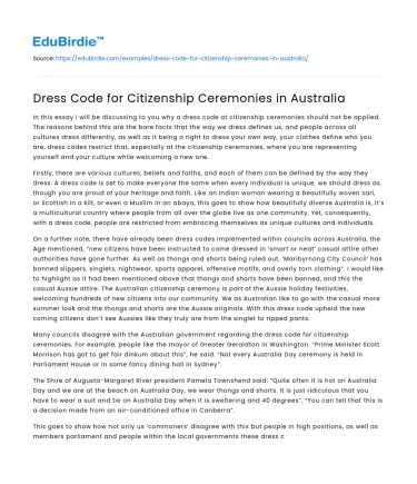 Dress Code for Citizenship Ceremonies in Australia