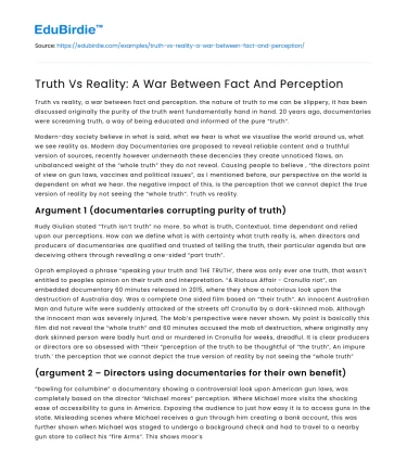 Truth Vs Reality: A War Between Fact And Perception