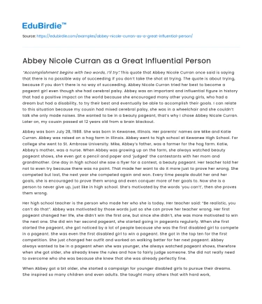 Abbey Nicole Curran as a Great Influential Person