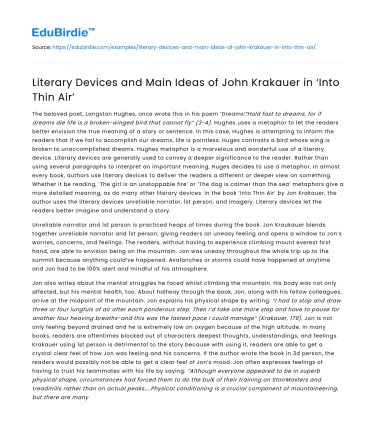 Literary Devices and Main Ideas of John Krakauer in ‘Into Thin Air’