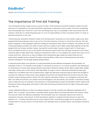 The Importance Of First Aid Training