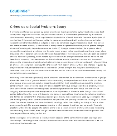 Crime as a Social Problem: Essay