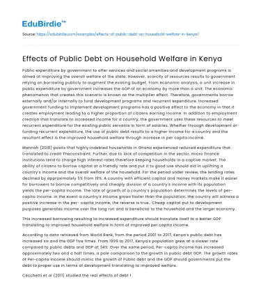 Effects of Public Debt on Household Welfare in Kenya