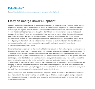 Essay on George Orwell’s Elephant