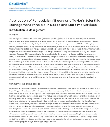 Panopticism and Taylorism in Roads & Maritime Services