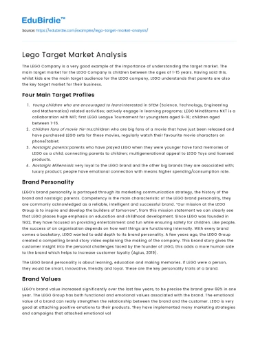 Lego Target Market Analysis