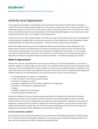 Arthritis And Depression