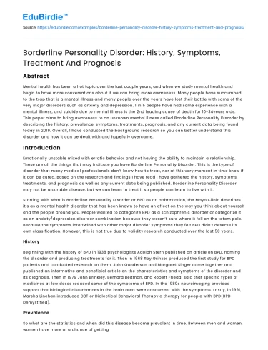 Borderline Personality Disorder: Symptoms, Treatment, Prognosis