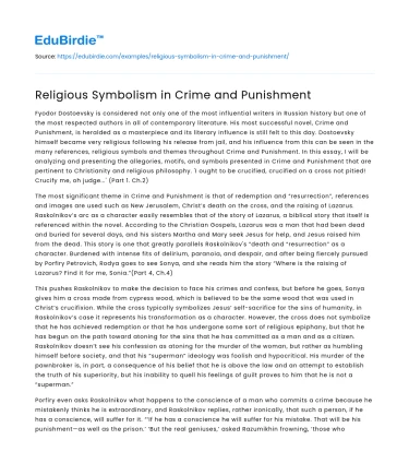 Religious Symbolism in Crime and Punishment