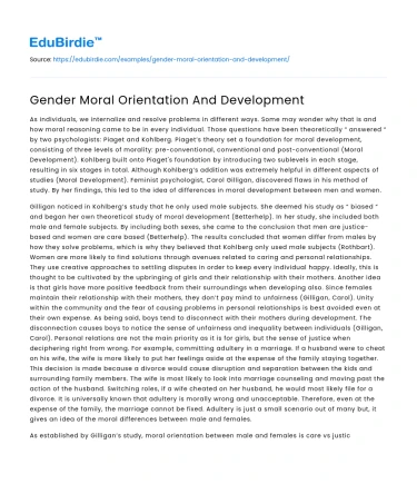 Gender Moral Orientation And Development