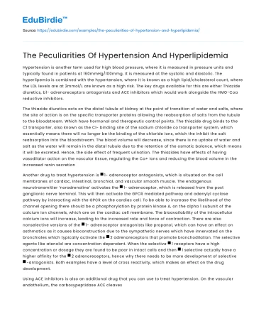 The Peculiarities Of Hypertension And Hyperlipidemia